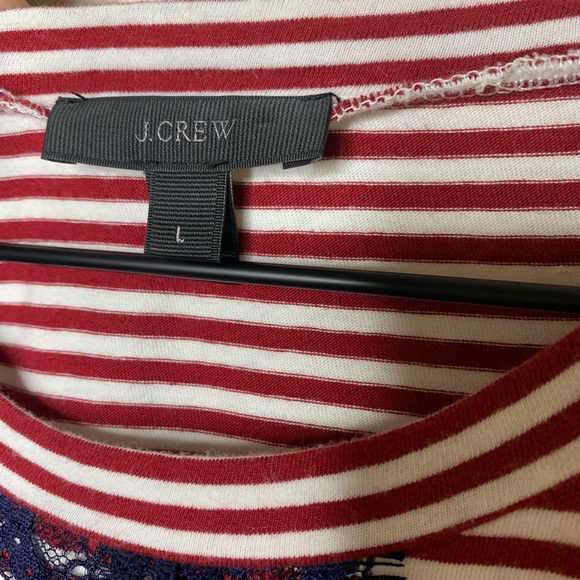 J. Crew Stripe Lace Detail Long Sleeve Tee Size L - Picture 6 of 8
